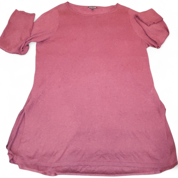 Eileen Fisher Merino-Wool Blend Tunic Knit Top Wine , Size XL. - Picture 6 of 13
